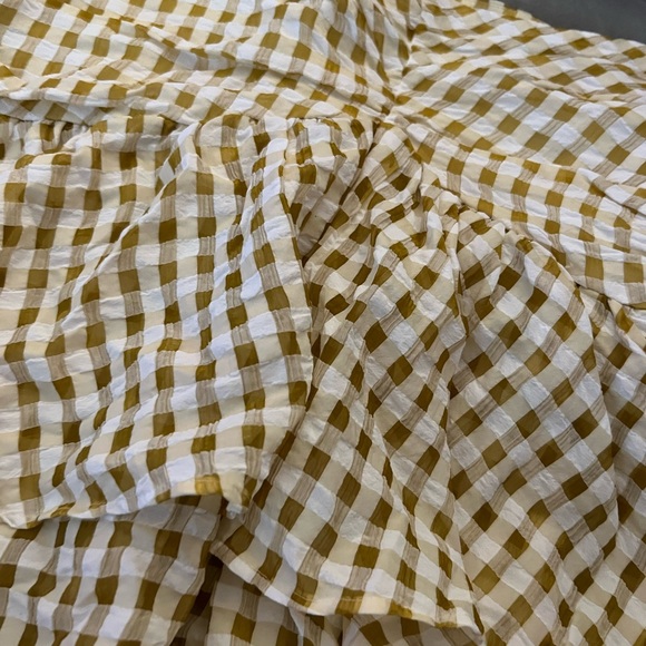 H&M Women's Size 2 White Gingham Tiered Draped Flounce Mini Skirt - Picture 3 of 4